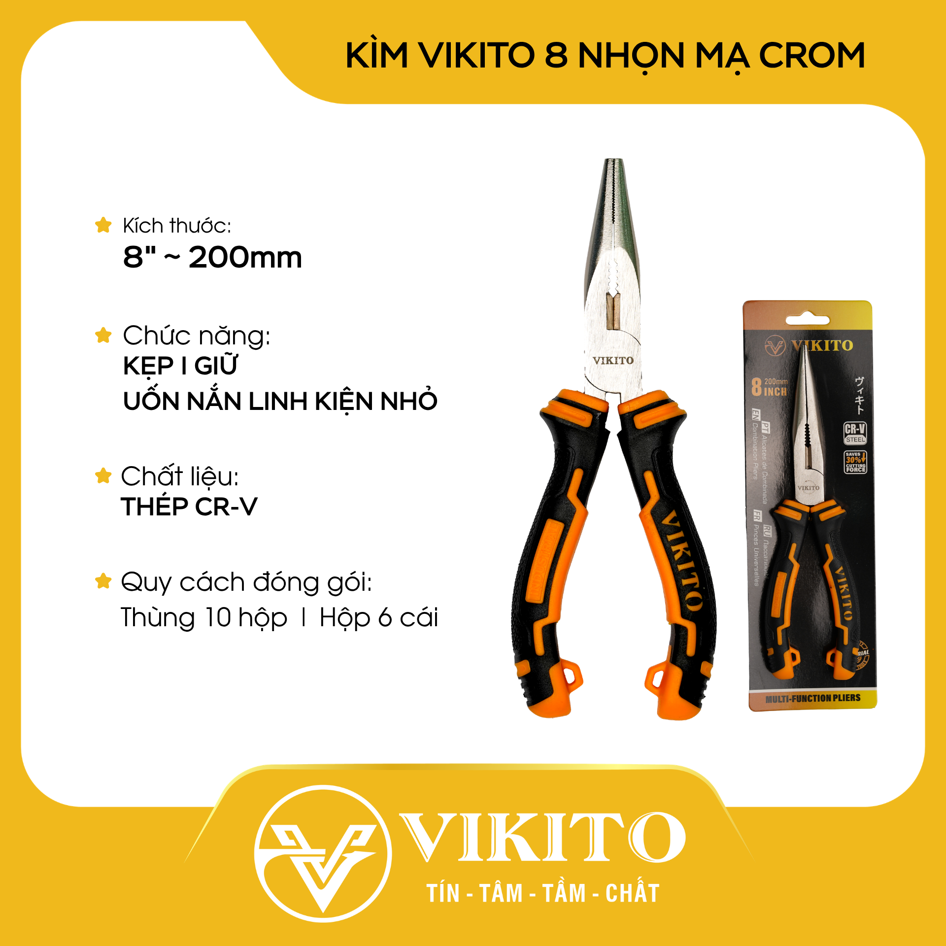 Kìm VIKITO 8 nhọn mạ crom
